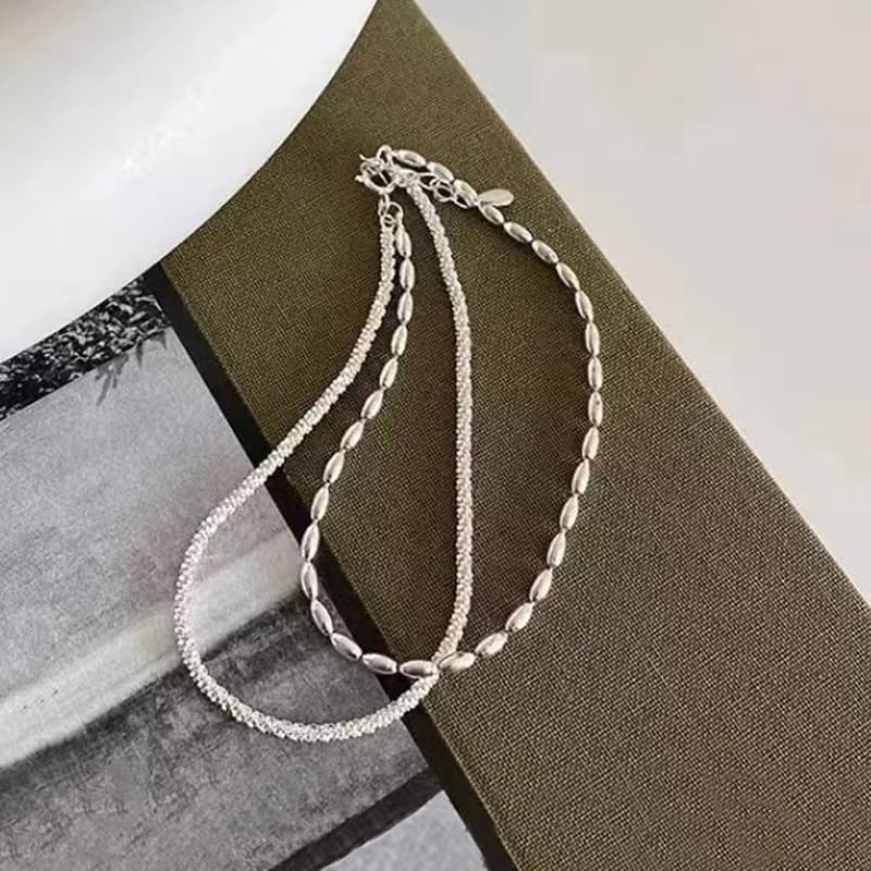 レディースブレスレット 二連重ね付け華奢チェーンブレスレット