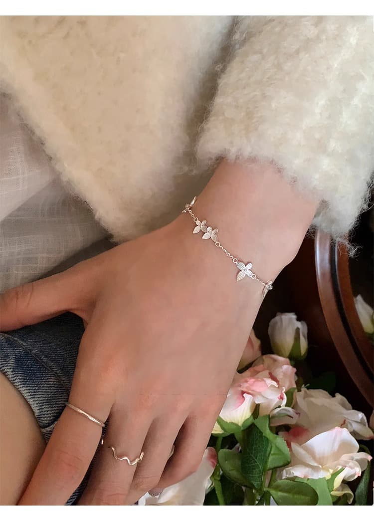 レディースブレスレット 優美な蝶々連なりブレスレット