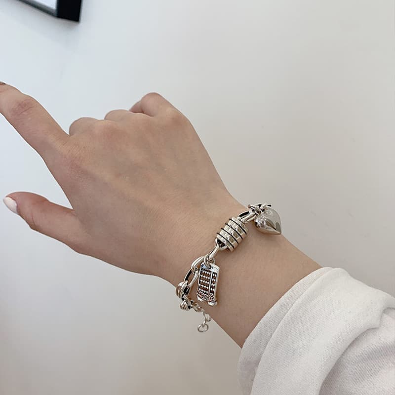 レディースブレスレット ハート チェーン シルバー ブレスレット 韓国風 上品 個性的