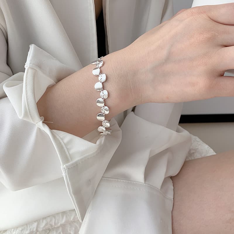 レディースブレスレット シルバー円形チェーン ブレスレット 上品 個性的 アクセサリー