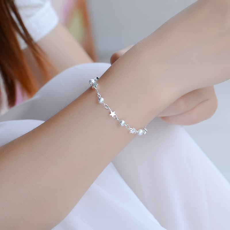 レディースブレスレット 星の輝き 細身チェーンブレスレット