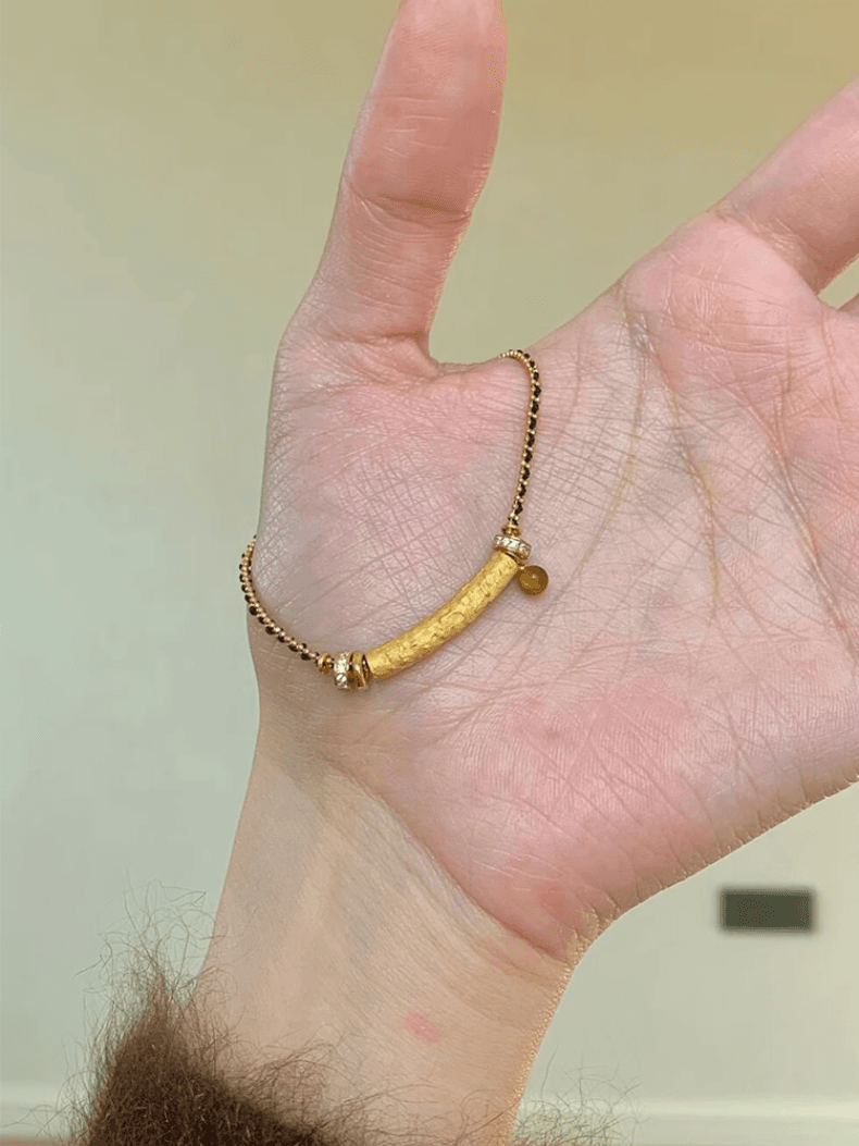 レディースブレスレット 花と棒の二連ブレスレット