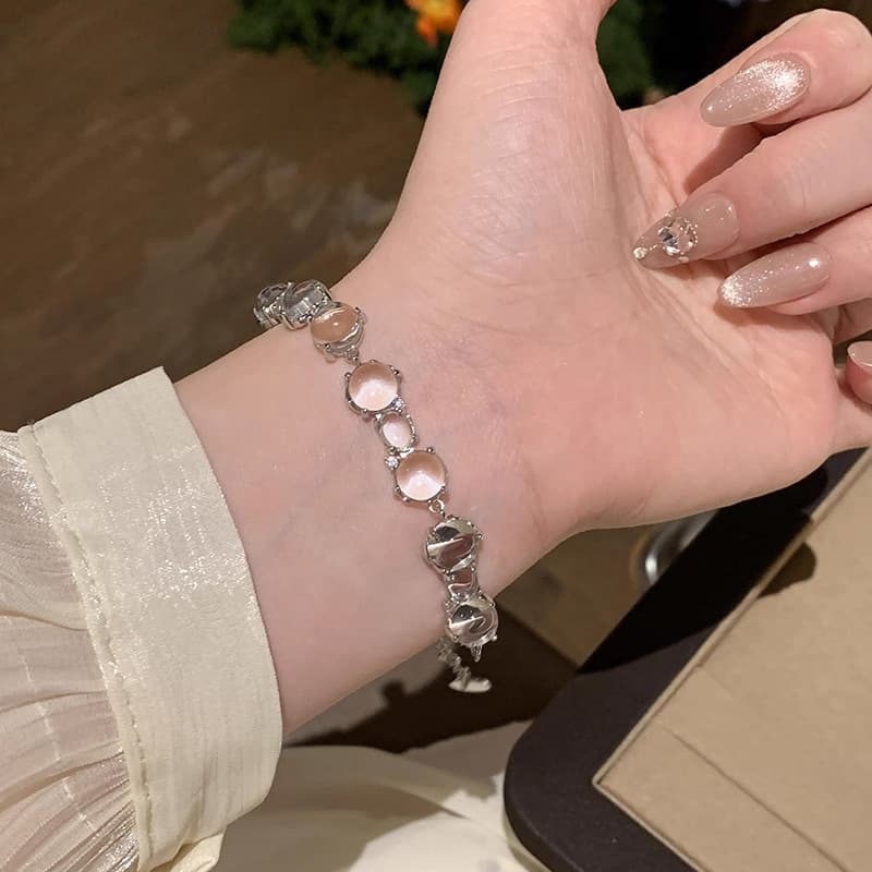 レディースブレスレット 宝石輝きの優美連なり