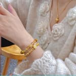 レディースブレスレット 上品ゴールド虎目石重ね付けブレスレット