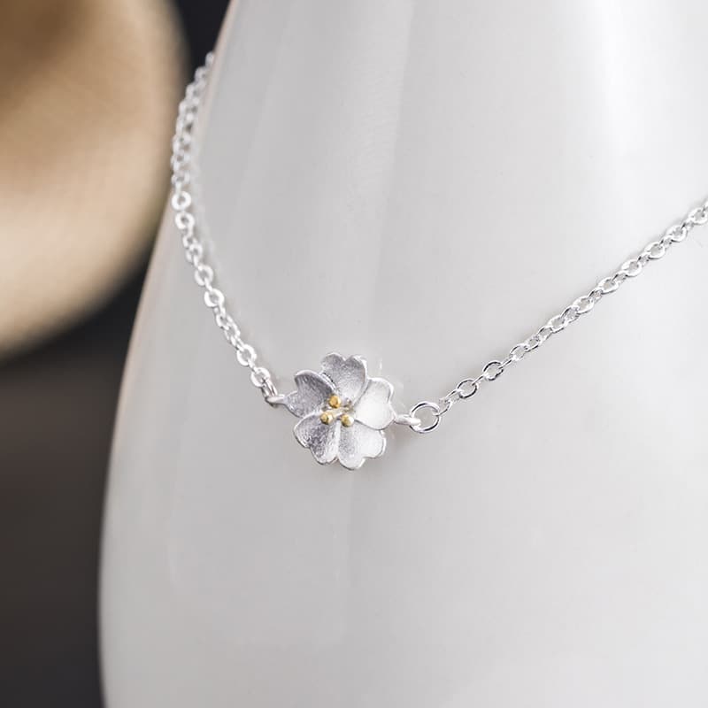 レディースブレスレット 桜モチーフ 細チェーンブレスレット