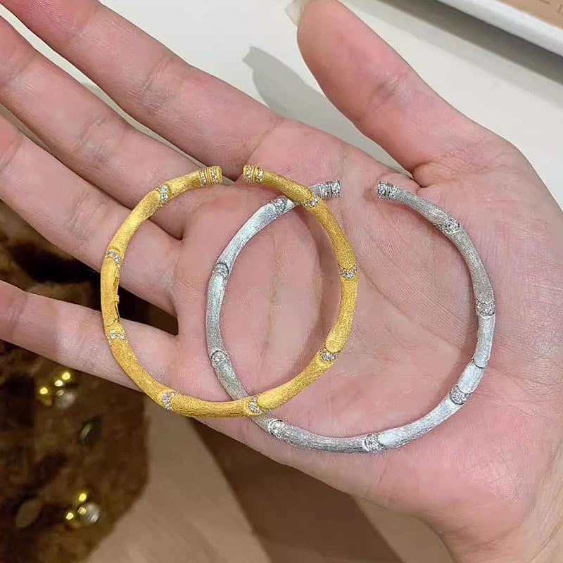 レディースブレスレット 竹節風細身バングル