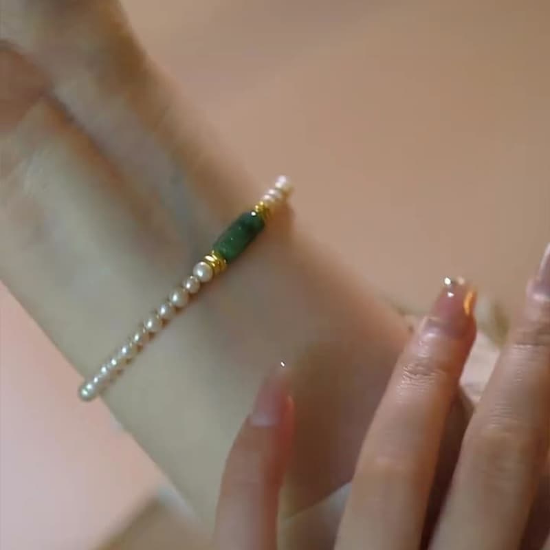 レディースブレスレット 翡翠真珠の重ね付けブレスレット